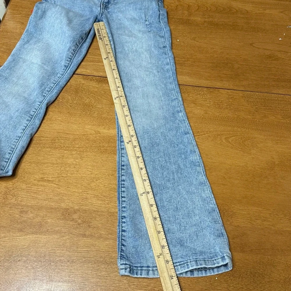 Gap Kids Girls Sz 10 Light‎ Wash 70s Flare Jeans Distressed Adjustable Waist